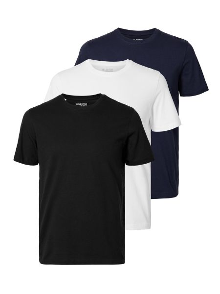 T-Shirts Lot De 3 Pièces En Coton T-Shirt Selected Black Homme