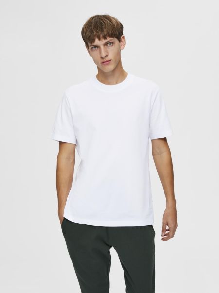 Homme Selected T-Shirts Manches Courtes T-Shirt Bright White