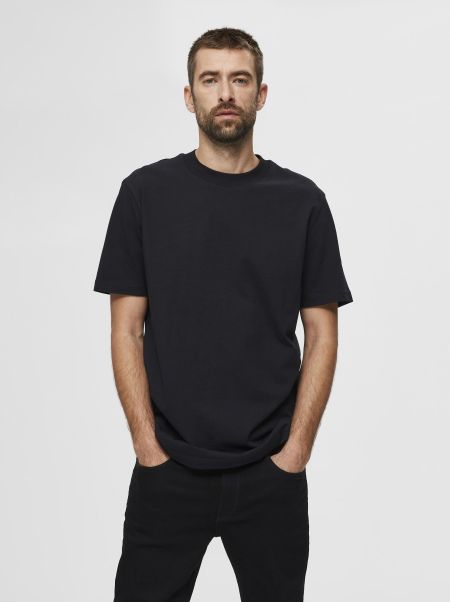 Homme Selected T-Shirts Black Manches Courtes T-Shirt