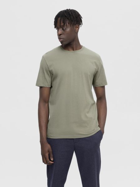 Décontracté T-Shirt Homme Selected T-Shirts Vetiver