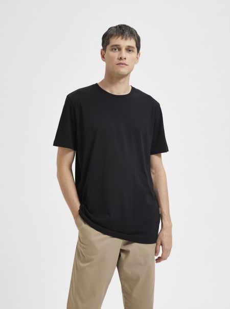 Homme T-Shirts Décontracté T-Shirt Selected Black