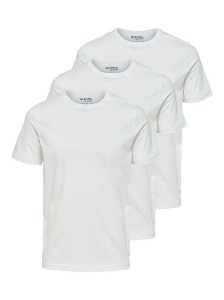 Bright White T-Shirts Selected Homme 3-Pack Cotton T-Shirt