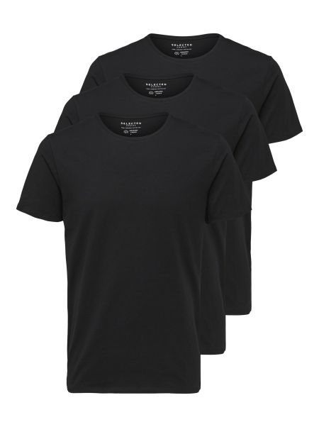 Selected T-Shirts Black Lot De 3 En Coton Pima T-Shirt Homme