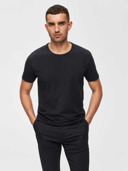 Black Manches Courtes T-Shirt Homme T-Shirts Selected