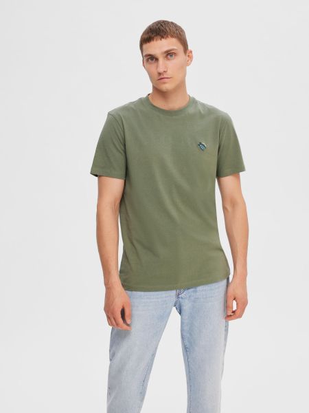 Homme Selected T-Shirts Broderie T-Shirt Agave Green