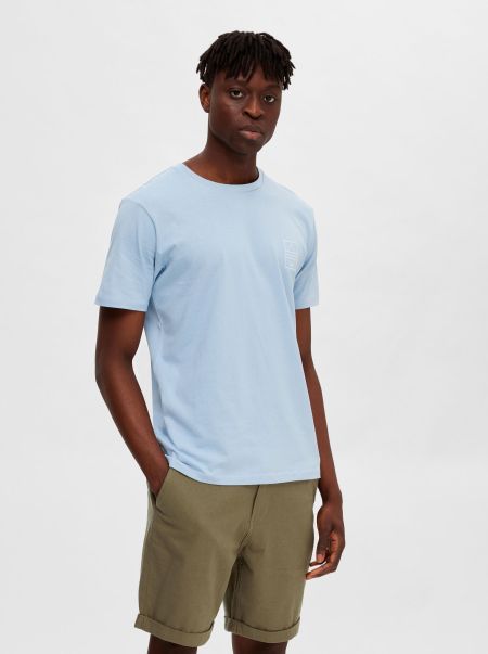 Cashmere Blue T-Shirts Homme Selected Broderie T-Shirt