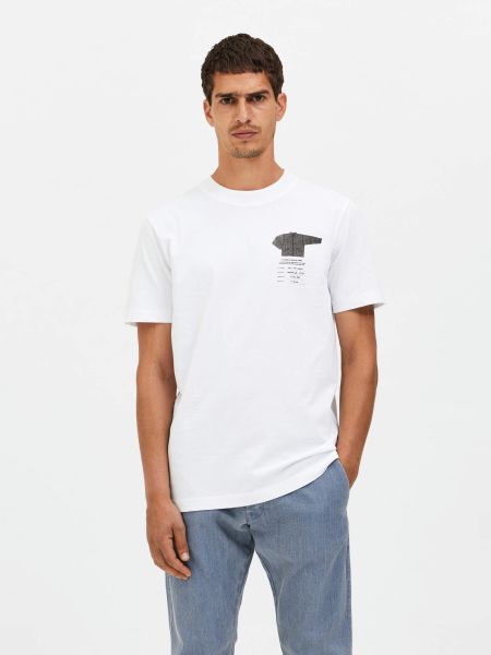 Homme T-Shirts Graphique T-Shirt Selected White