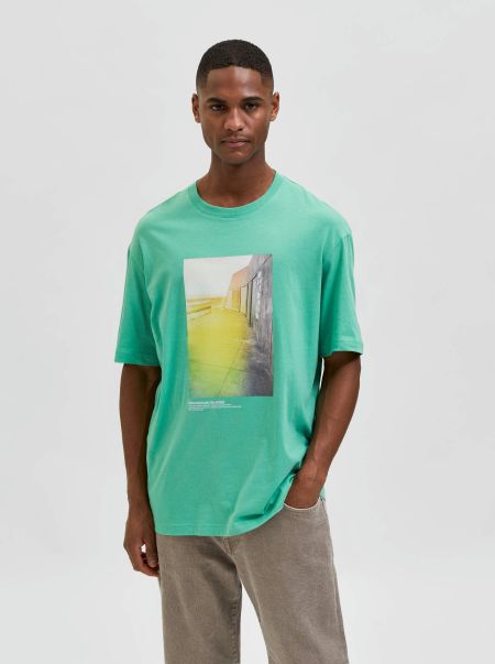 Selected Green Spruce Homme Sweat-Shirts Ras De Cou T-Shirt T-Shirts
