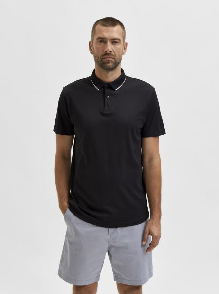 Manches Courtes Coolmax® Polo Polos Black Homme Selected