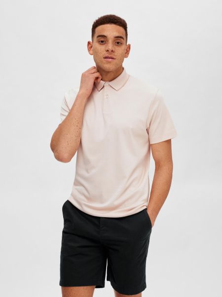 Homme Manches Courtes Coolmax® Polo Pink Sand Polos Selected