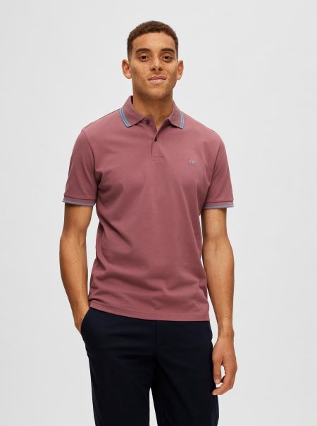 Rose Brown Manches Courtes Polo Polos Homme Selected
