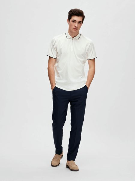 Homme Zipped Polo Cloud Dancer Polos Selected