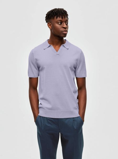 Polos Homme En Maille Polo Languid Lavender Selected