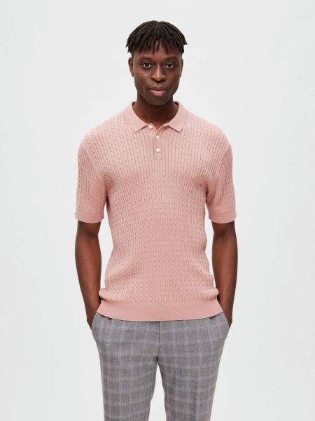 Polos Rose Tan Homme En Maille Polo Selected