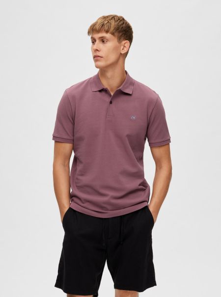 Selected Polos Classique Polo Rose Brown Homme