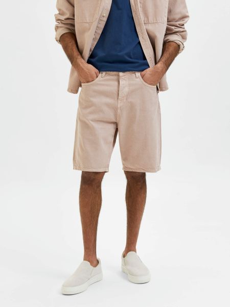 Shorts Homme Coupe Large Shorts En Jean Selected Fawn