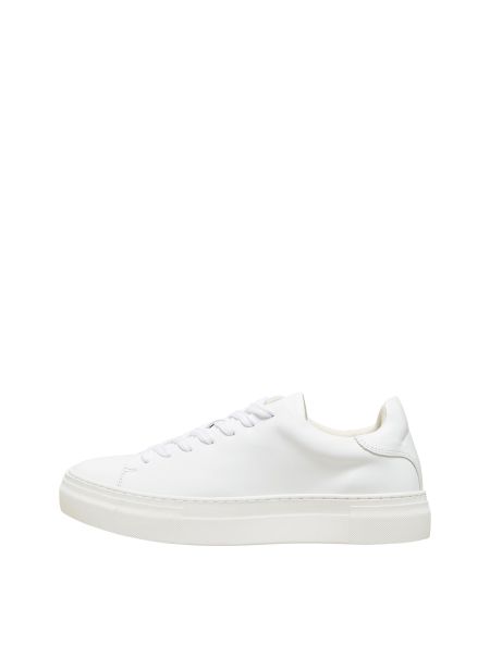 White Chaussures Cuir Baskets Homme Selected