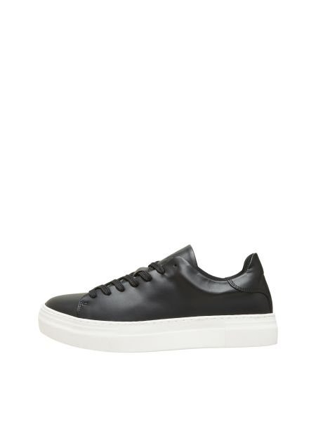 Chaussures Selected Cuir Baskets Black Homme
