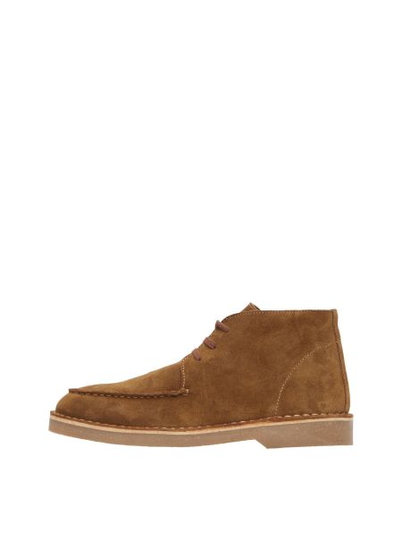 Chaussures Selected Homme Tobacco Brown Daim Chaussures À Bouts Mocassins