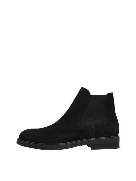 Chaussures Daim Bottines Chelsea Homme Selected Black