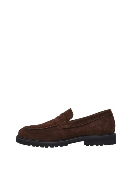 Chaussures Chocolate Brown Selected Daim Mocassins Homme