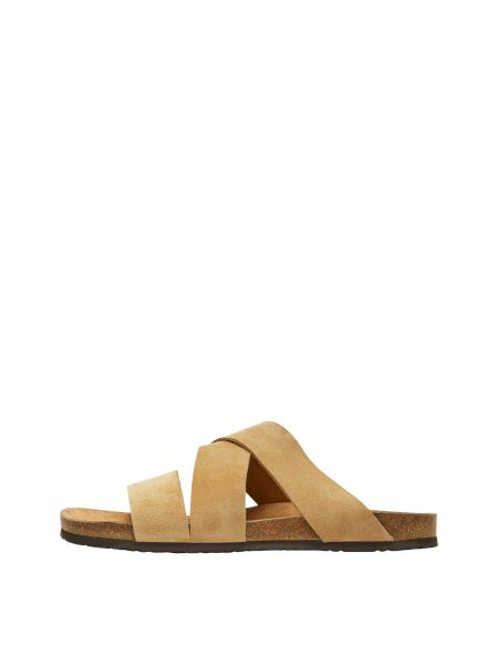 Selected Sand Cuir Mules Plates Chaussures Homme