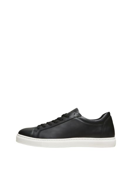 Black Chaussures Cuir Baskets Homme Selected
