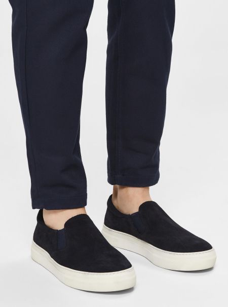 Dark Navy Homme Daim Baskets Selected Chaussures